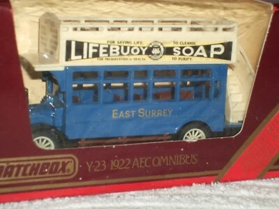 MATCHBOX YESTERYEAR  (1922 A.E.C. "S" TYPE OMNIBUS/LIFEBUOY) Y-23 - 1978 - NEW - Image 1 of 4