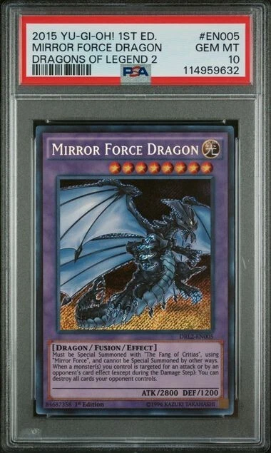 2015 Yu-Gi-Oh! Mirror Force Dragon DRL2-EN005 Secret Rare 1st Edition PSA 10 - Image 1 of 1