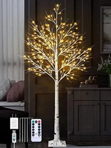 6Feet Birch Tree with Lights - 8 Modes Dimmable Fairy Lights with Remote 160 Led - Picture 1 of 9