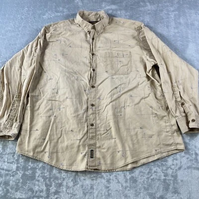 Винтажная мужская рубашка Woolrich размер XXL бежевая средний уличная повседневная охотничья на пуговицах - Изображение 1 из 4