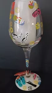 LOLITA Love My Wine FLIP FLOPS Wine Glass  Recipe on Bottom - Picture 1 of 12