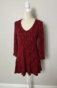 Tianello Geometric Textured Knit Jersey Leyton 3/4 Sleeve Tunic Top Pullover XS - Picture 1 of 12