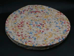 Vtg. Set/4 Shabby Granny Chic Cottage Core Chair Cushion Pad Rag Rug/Braid Style - Picture 1 of 13