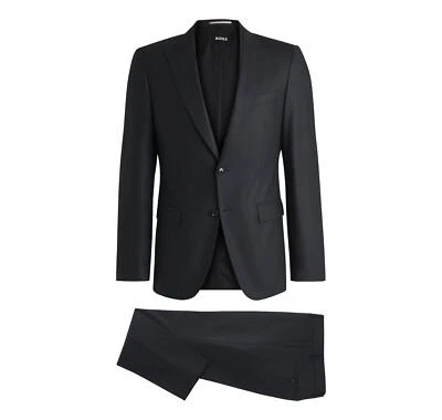 BOSS Abito Uomo Slim Fit In Misto Lana Con Micromotivo 50534913 Colore Nero - Imagen 1 de 4