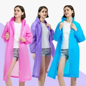 Unisex Adult Waterproof Raincoat Rain Coat Hooded Jacket Poncho Rainwear Camping - Picture 1 of 39
