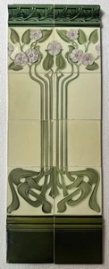 ALFRED MEAKIN - ENGLAND - ANTIQUE ART NOUVEAU MAJOLICA 12 SET TILE  C1900 - Picture 1 of 6