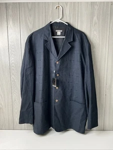 NWT Smash Men’s XXXL Black 100% Linen Chore Jacket - Embroidered Design - Picture 1 of 17