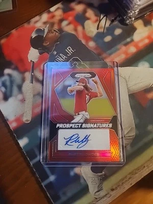2024 Panini Prizm Rhett Lowder Prospect Signatures Red Prizm Auto RC SP #49/99 - Image 1 of 2