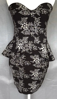 Mini Vestido Y2K Cristina Floral Sin Tirantes Bodycon Talla L Volantes Años 80 90 Mob Wife Foto 1 de 4