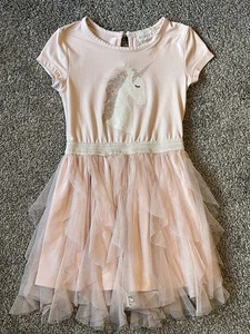 Btween Toddler Girls Dress Size 4 Pink Unicorn Tulle Shirt Short Sleeve - Picture 1 of 7