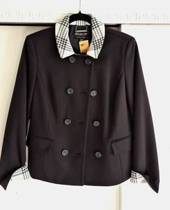 Jones New York Womens Black White Houndstooth Trim Collar Size 10P - Picture 1 of 24