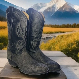 Vintage Tony Lama Herren 6250 geschrumpfte Schulter Stierfell Cowboystiefel Gr. 11 D - Bild 1 von 11