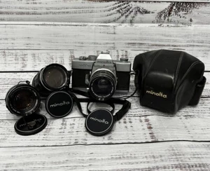 Minolta SRT 101 Film SLR Camera Lot Rokkor PF 58mm f/1.4 MC HG 35mm f/2.8 Lenses - Picture 1 of 23