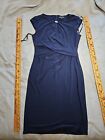 Ralph Lauren Dress Womens Size 8 Navy Blue Keyhole Stretch Pleated Sleeveless 