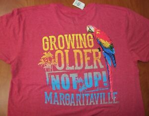 Margaritaville Jimmy Buffett Growing Older Not Up Parrot Logo T-Shirt L ~NWT~