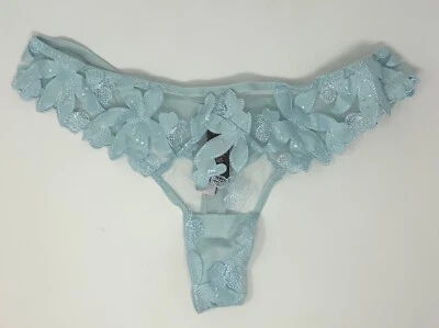 Victoria Secret Tanga Muy Sexy Tanga Floral Malla Azul Braguita Mediana RP 40$ Foto 1 de 2
