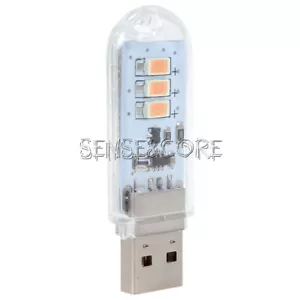 3LED Night Light Card Lamp Keychain White Pocket Mini USB Touch Switch Neu - Bild 1 von 4