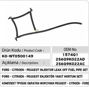 FUEL INJECTOR LEAK OFF RETURN HOSE FITS FORD FIESTA FUSION 1.4 TDCi 2S6Q9K022AD - Picture 1 of 1