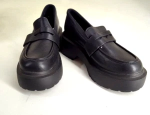 Mocasín Wild Fable de encaje tacón bloque negro lengüeta suela gruesa plataforma centavo talla 7,5 - Imagen 1 de 13