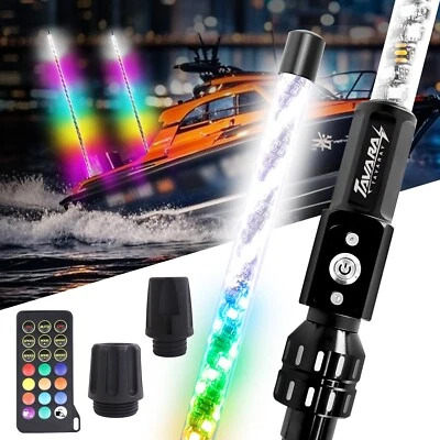 Luz de popa LED para barco látigo RGB 4 PIES luces de navegación 2NM con control remoto para ATV UTV Foto 1 de 4