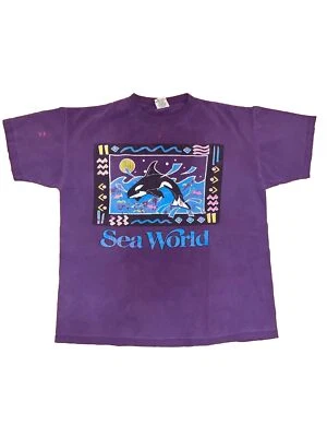 Camiseta De Colección SeaWorld Killer Whale Talla Mediana Shamu Orca Púrpura Años 90 Foto 1 de 4