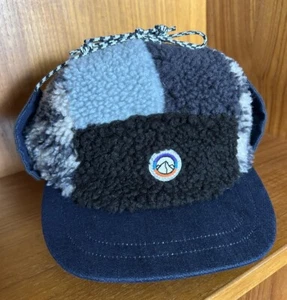 New Men’s Patagonia Range Earflap Cap Duckbill 5 Panel Fleece Hat Denim Sz Small - Picture 1 of 8