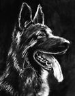 German Shepherd Print, GSD Owner Gift, Charcoal Art Signed by Artist A4 A3 