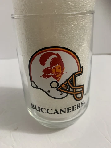 VINTAGE TAMPA BAY BUCCANEERS ROCKS GLASS NFL MOBIL 1980's 16 Oz Old Logo Cover