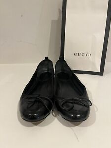 GUCCI Guccissima  Black Patent Leather Monogram Ballet Flat- Size 38.5/US 8.5