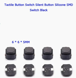 10 Stück 6*6*5MM Tastschalter Leise Taster Silikon SMD Schalter Schwarz - Picture 1 of 9