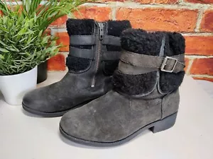 UGG BLAYRE III BLACK BIKER BOOTS UK 6 EU 39 US 8 SUEDE LEATHER SHEARLING DAMEN - Bild 1 von 9