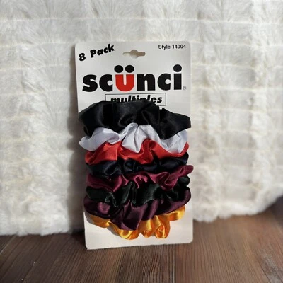 Винтажные атласные эластичные завязки для волос 90-х Scunci стиль упаковка 8 шт. 14004 - Изображение 1 из 2