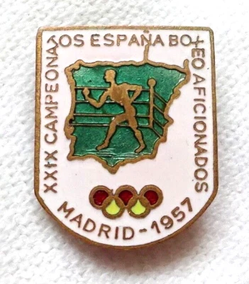 1957 SPANISH BOXING Championships PIN Badge SPAIN Madrid - Image 1 of 2