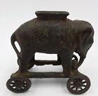 Antique Figural Elephant Bank Cast Iron Elephant on Wheels