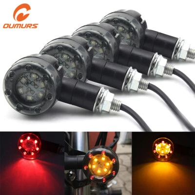Bombillas indicadoras de luz intermitentes LED ámbar y rojo de señal de giro para motocicleta 4 un. Foto 1 de 4