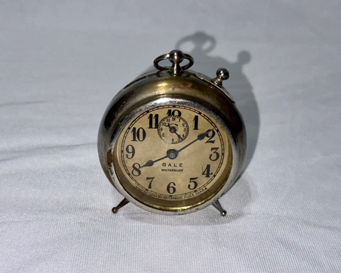 Rare Antique Waterbury Gale Nickel Played Alarm Clock Cover