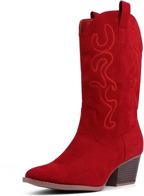 Botas de Vaquero Bandkos para Mujer Vaquera Media Pantorrilla Bordadas Occidentales...  Foto 1 de 4