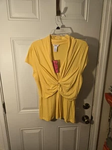 Vintage Yellow Candie's Accented Ruffled Top XL New With Tag Free Shipping - Picture 1 of 4