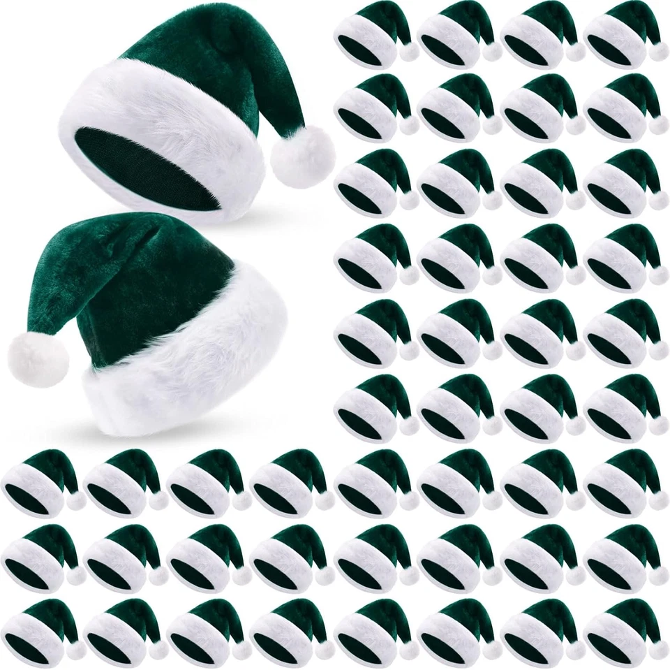 50 peças chapéu de Natal de veludo de pelúcia a granel para homens mulheres lembrancinhas de festa de Natal - Imagem 1 de 4