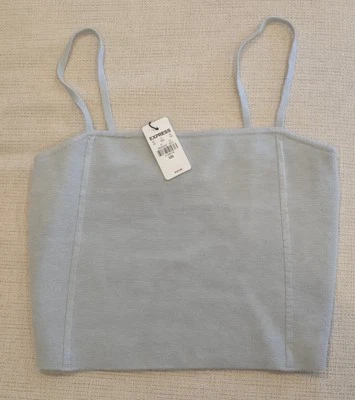 Express Soft  Aqua Blue Cropped Sweater Strap Top Women's Size XXS  New w Tags - Image 1 of 4