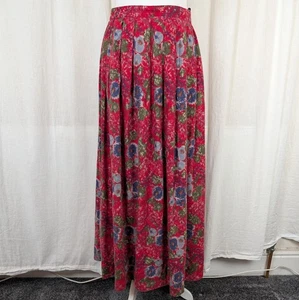 Laura Ashley Vintage Wool Cotton Blend Maxi Skirt Pleated Floral UK 12 Fits 8-10 - Picture 1 of 20