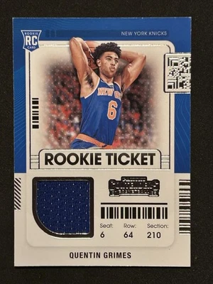 Quentin Grimes Rookie Ticket Relic Patch 2022 Contenders Basketball Card - Image 1 of 2