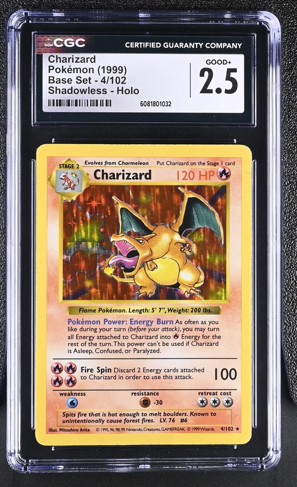 CGC 2.5 Charizard 1999 Base Set 4/102 Shadowless Holo Pokemon Card - Image 1 of 2