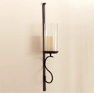 Pottery Barn Artisanal Hurricane Wall Mount Pillar Candle Holder Sconce Minimal - Picture 1 of 10