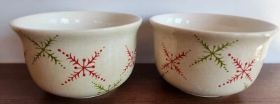 2 Oneida Ceramic Snowmates 6" Bowls Debbie Taylor Kerman Snowflakes NEW With Tag - Image 1 of 3