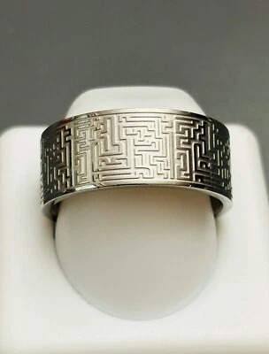 Anillo Acero Inoxidable Talla 8.5 Llave Griega/Laberinto/Laberinto Hombres Mujeres Unisex Regalo Foto 1 de 4