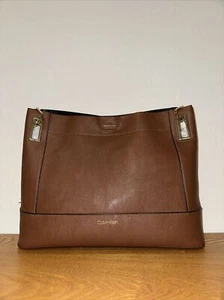 CALVIN KLEIN BROWN HANDBAG PURSE TOTE TWO PIECE WALLET NEW - Picture 1 of 6