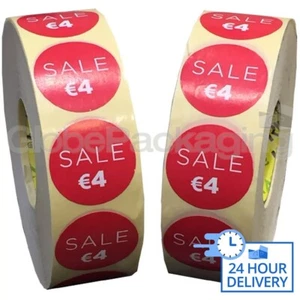 2000 x 'VENDITA € 4' Adesivi Negozio Autoadesivi Vendita Etichette Prezzo 35mm - Foto 1 di 5