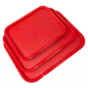 Red Plastic Serving Tray Canteen Pub Cafe Fast Food TV Dinner Kitchen Breakfast - Picture 1 of 11