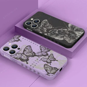 Coque Papillon pour iPhone 16 15 14 13 12 Pro Max Mini 11 XS Housse Téléphone TPU Souple - Photo 1 sur 14
